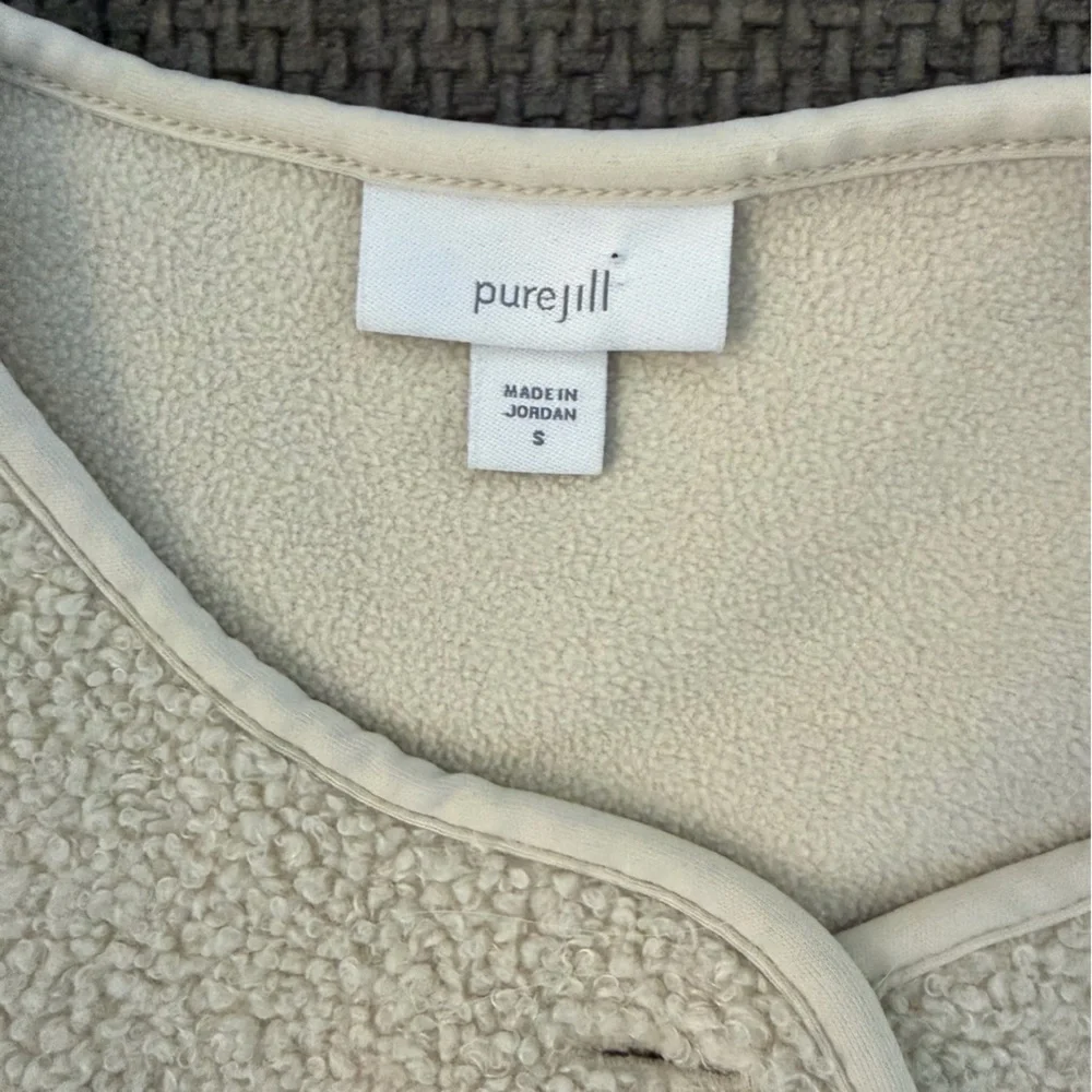 Pure Jill J. Jill Sherpa Fleece Cream Button Down Jacket Coat S Teddy Minimalist